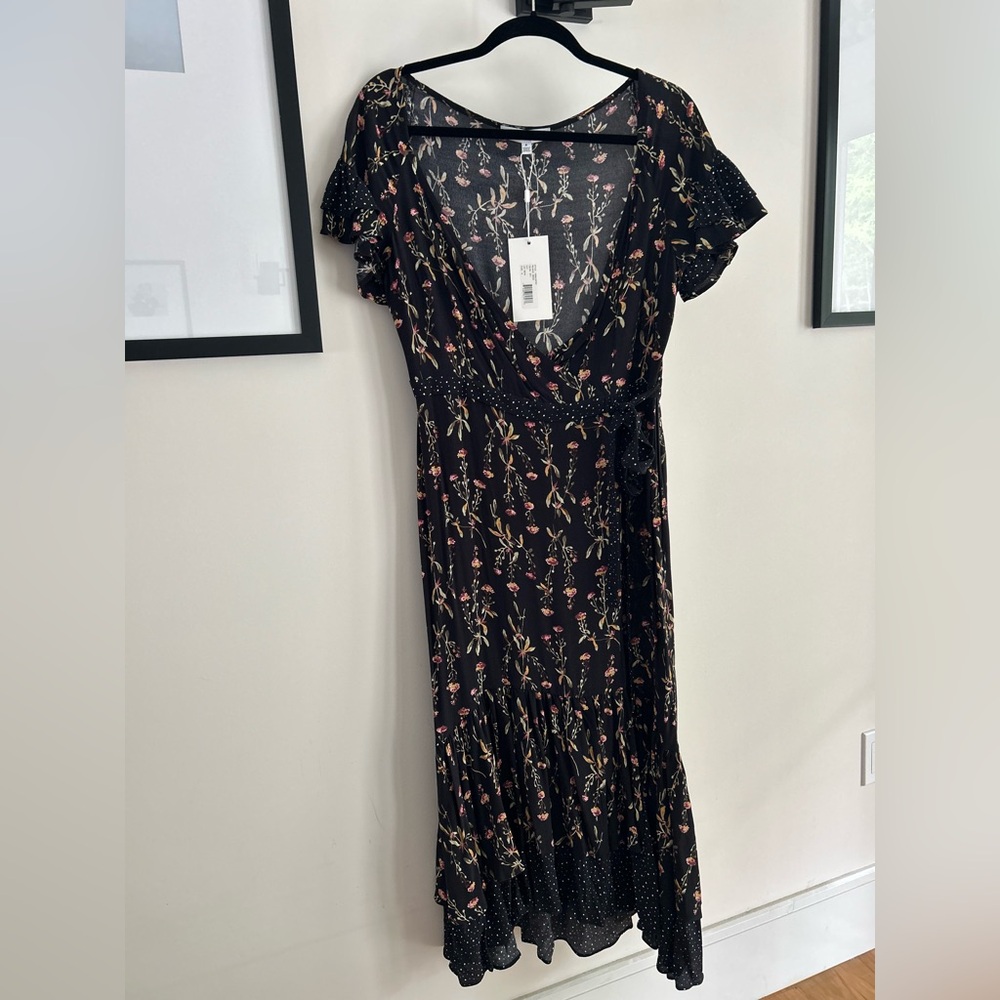 Likely Black Floral Midi Dress